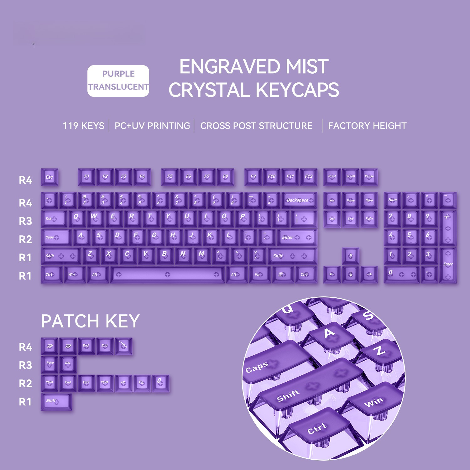 Gaming Keyboard Tkl - Matte Keycaps Cherry Profile Translucent PC
