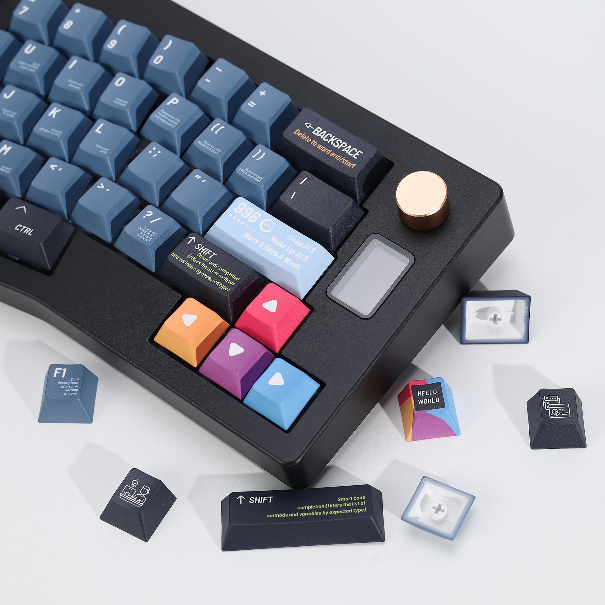 Gaming Keyboard Magnetic Switches - KBDiy Black Programmer Keycap Retro Cherry