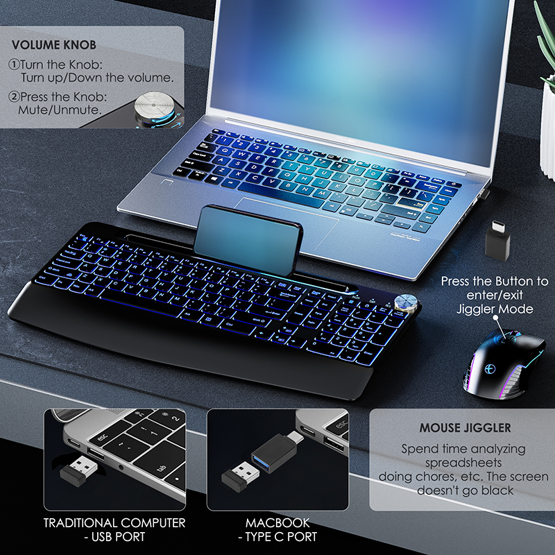2.4G&Type-C Wireless Keyboard  - مراجعة Gaming Keyboard Mouse Set وسعره