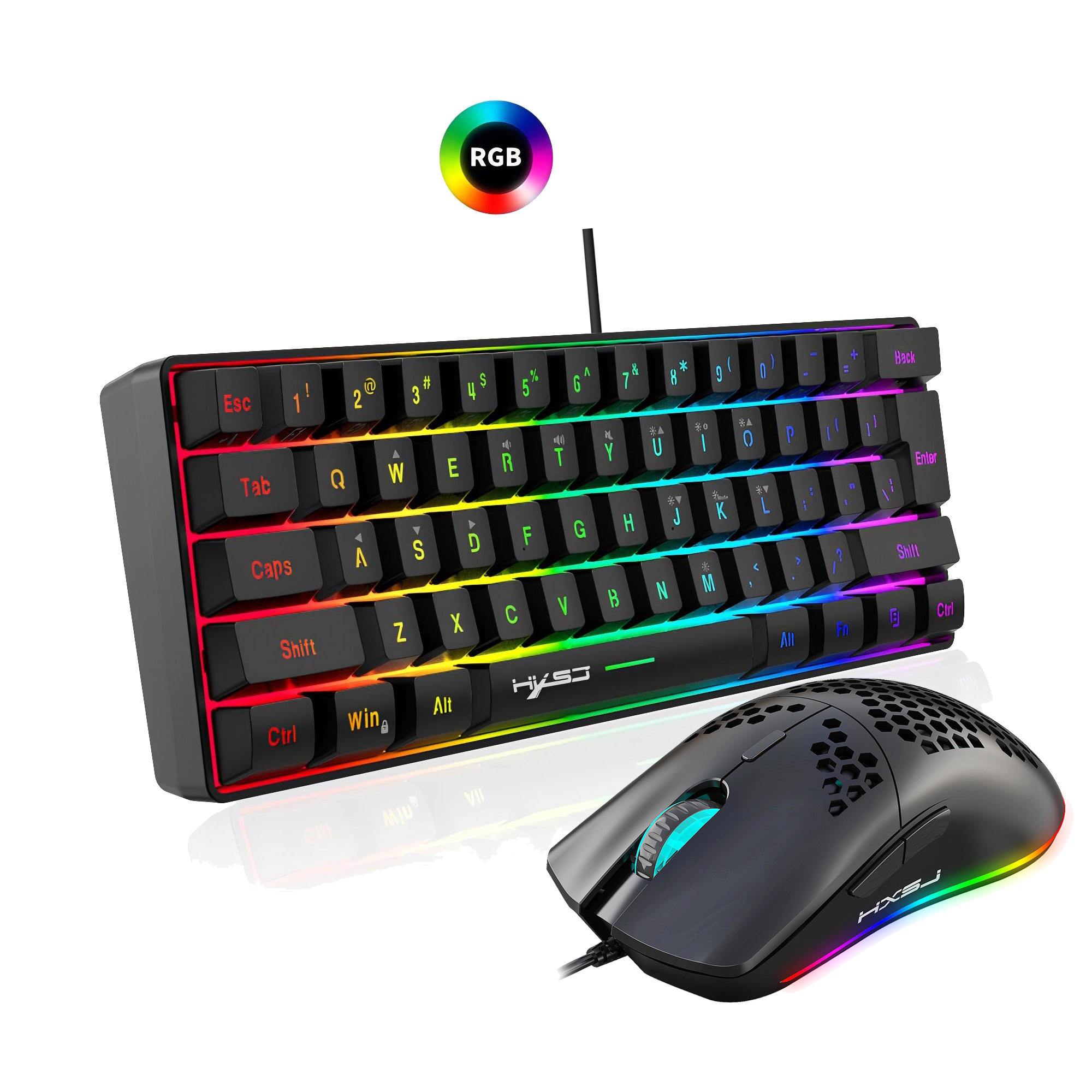 Hot selling HXSJ 61 keys V700  - مراجعة Gaming Keyboard Mouse Set وسعره
