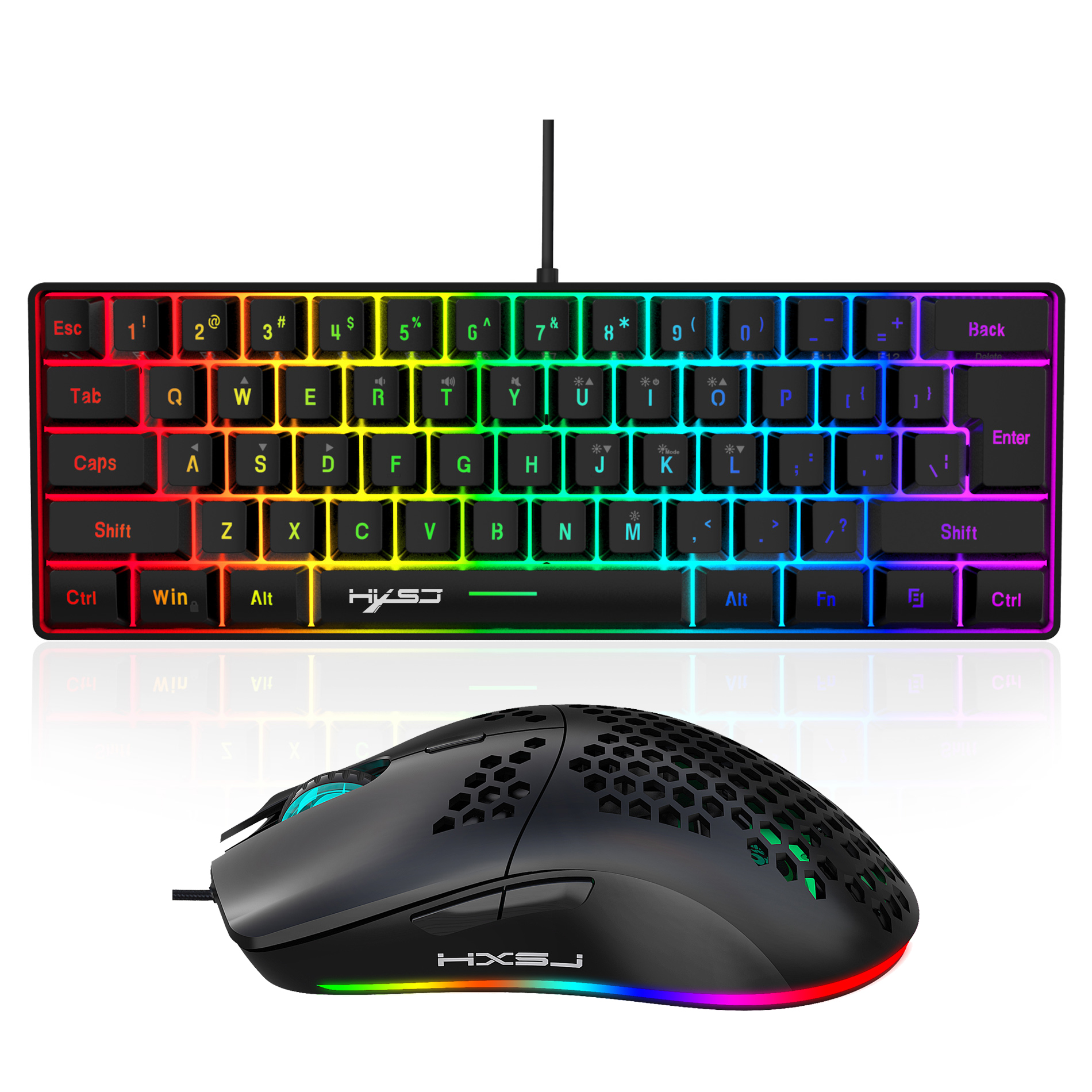 Hot selling HXSJ 61 keys V700  - مراجعة Gaming Keyboard Mouse Set وسعره
