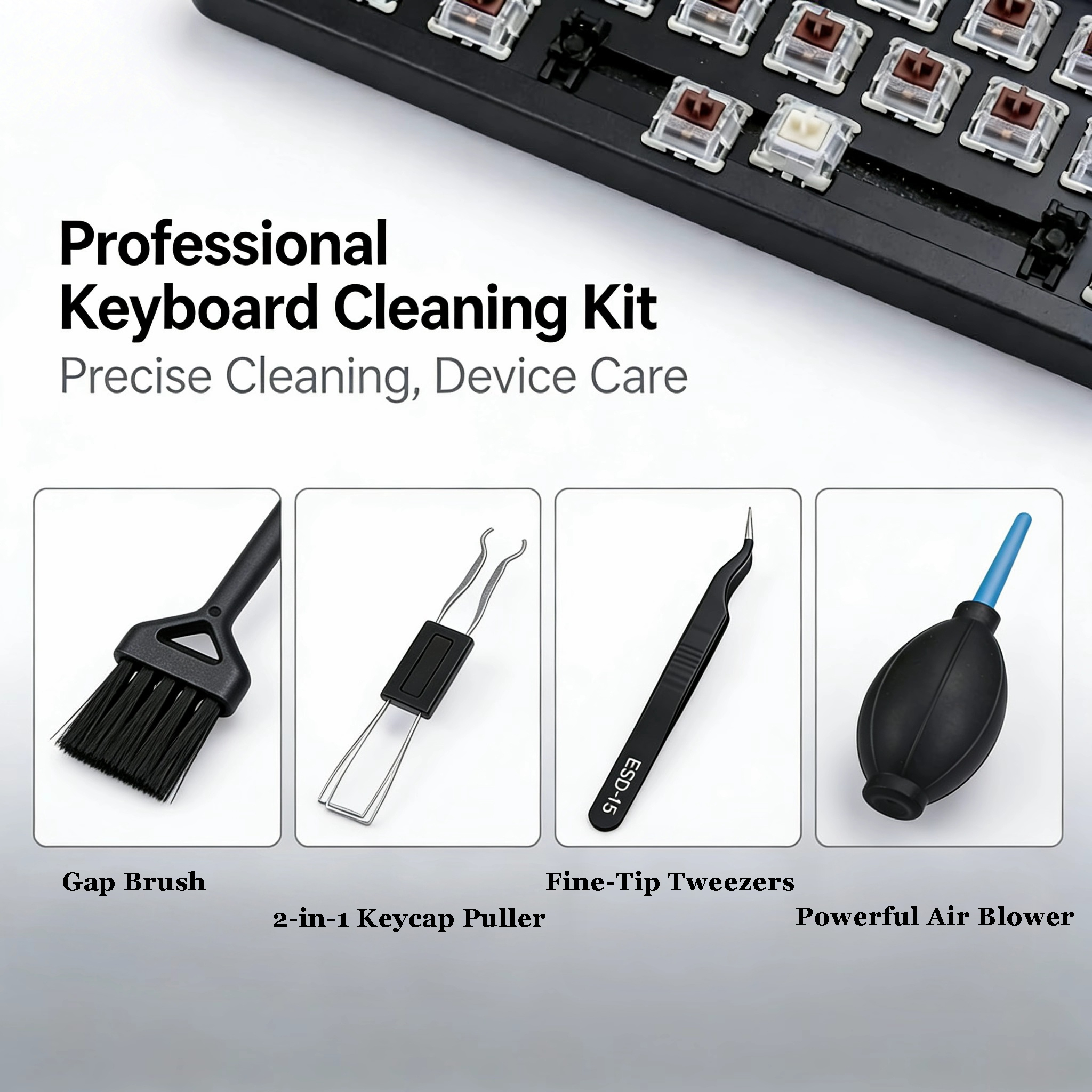 4 in 1 Keyboard Cleaning Kit M - مراجعة Keycap Puller Ring وسعره