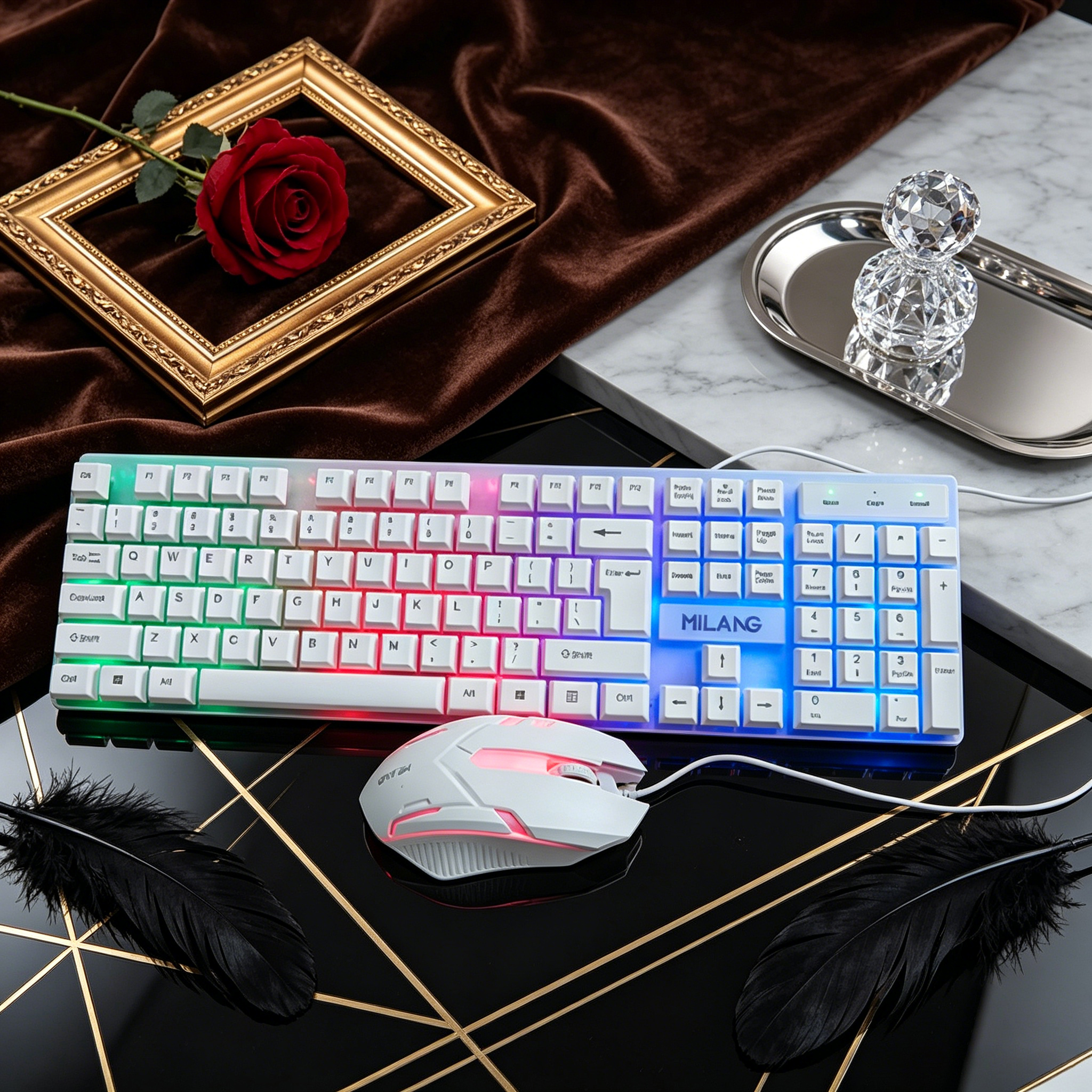 Wired RGB Backlit Keyboard Mou - مراجعة Gaming Keyboard Mouse Set وسعره