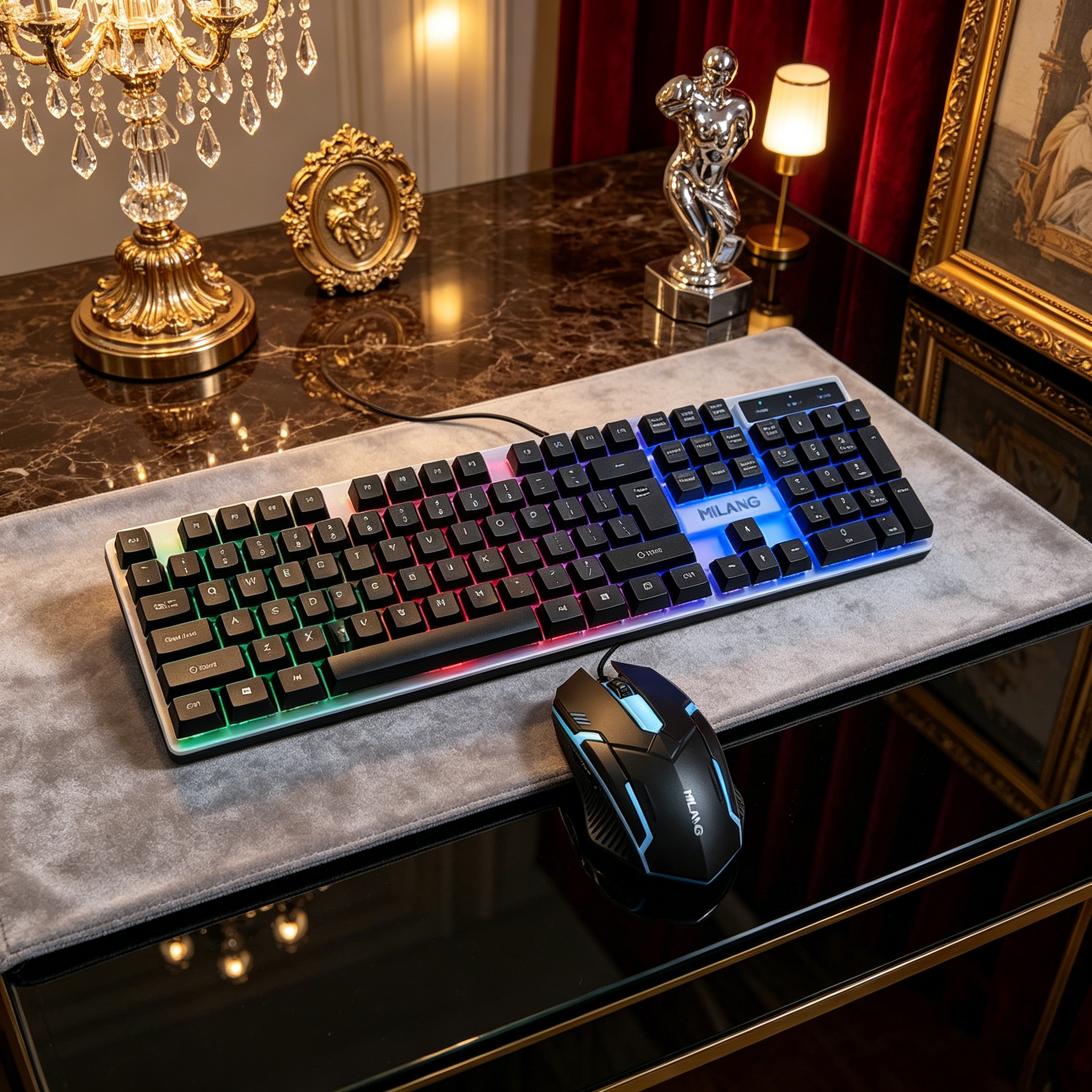 Wired RGB Backlit Keyboard Mou - مراجعة Gaming Keyboard Mouse Set وسعره
