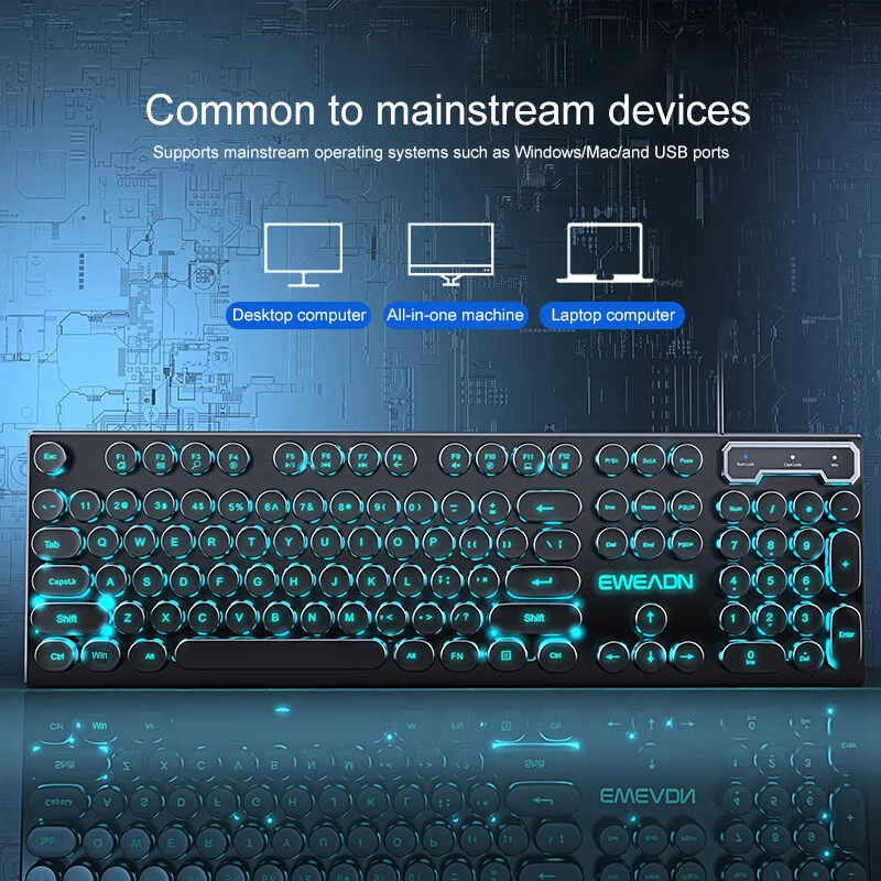 Retro Punk Mechanical Feel Key - مراجعة Gaming Keyboard Mouse Set وسعره