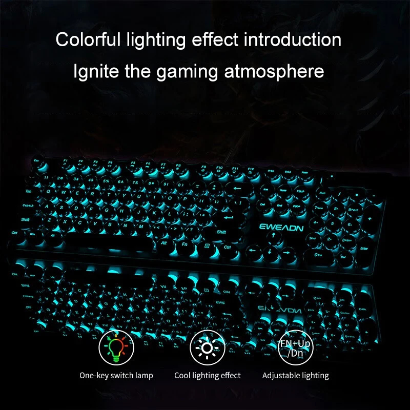 Retro Punk Mechanical Feel Key - مراجعة Gaming Keyboard Mouse Set وسعره