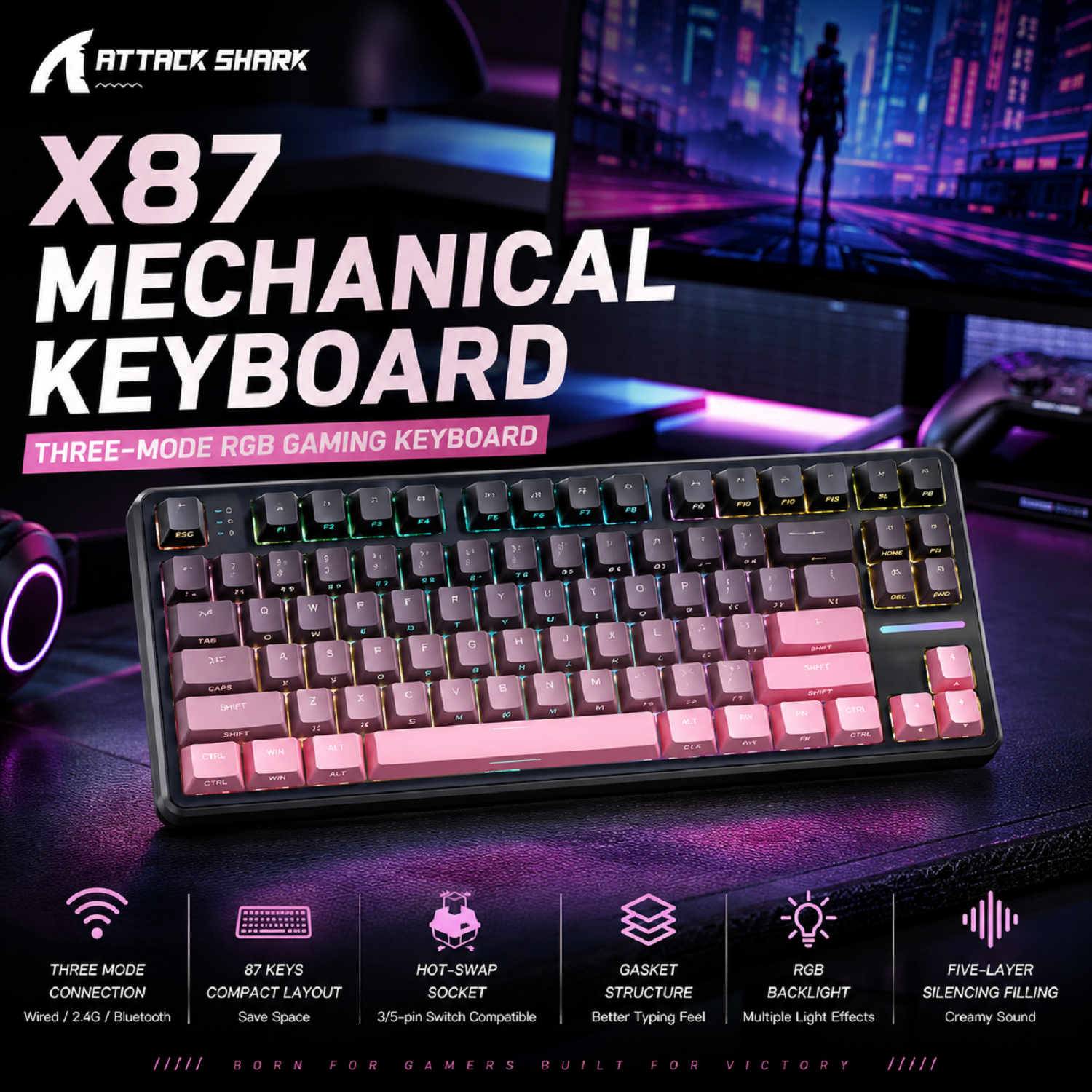 Attack Shark X87 Macro Drive G - مراجعة Gaming Keyboard Bluetooth وسعره