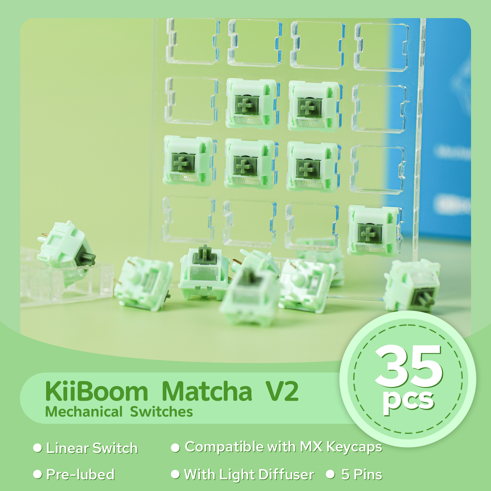35 Pieces KiiBOOM Matcha Latte - مراجعة Keyboard Lube Kit وسعره