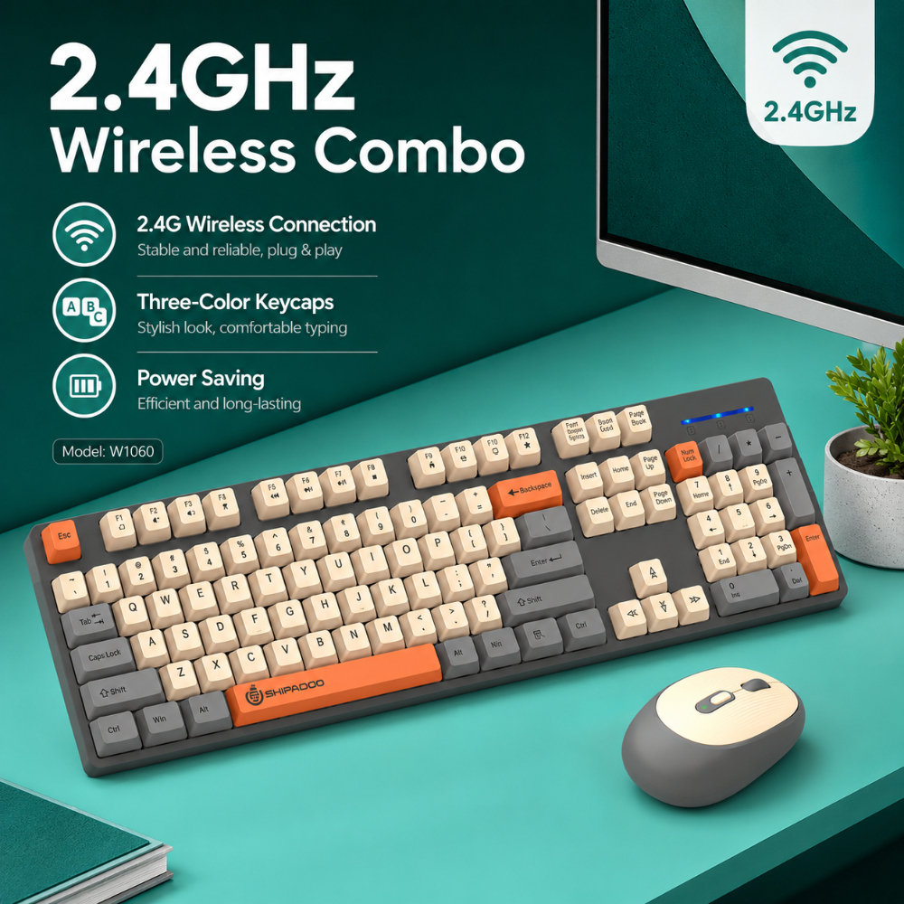 SHIPADOO W1060 2.4G Wireless G - مراجعة Gaming Keyboard Mouse Set وسعره