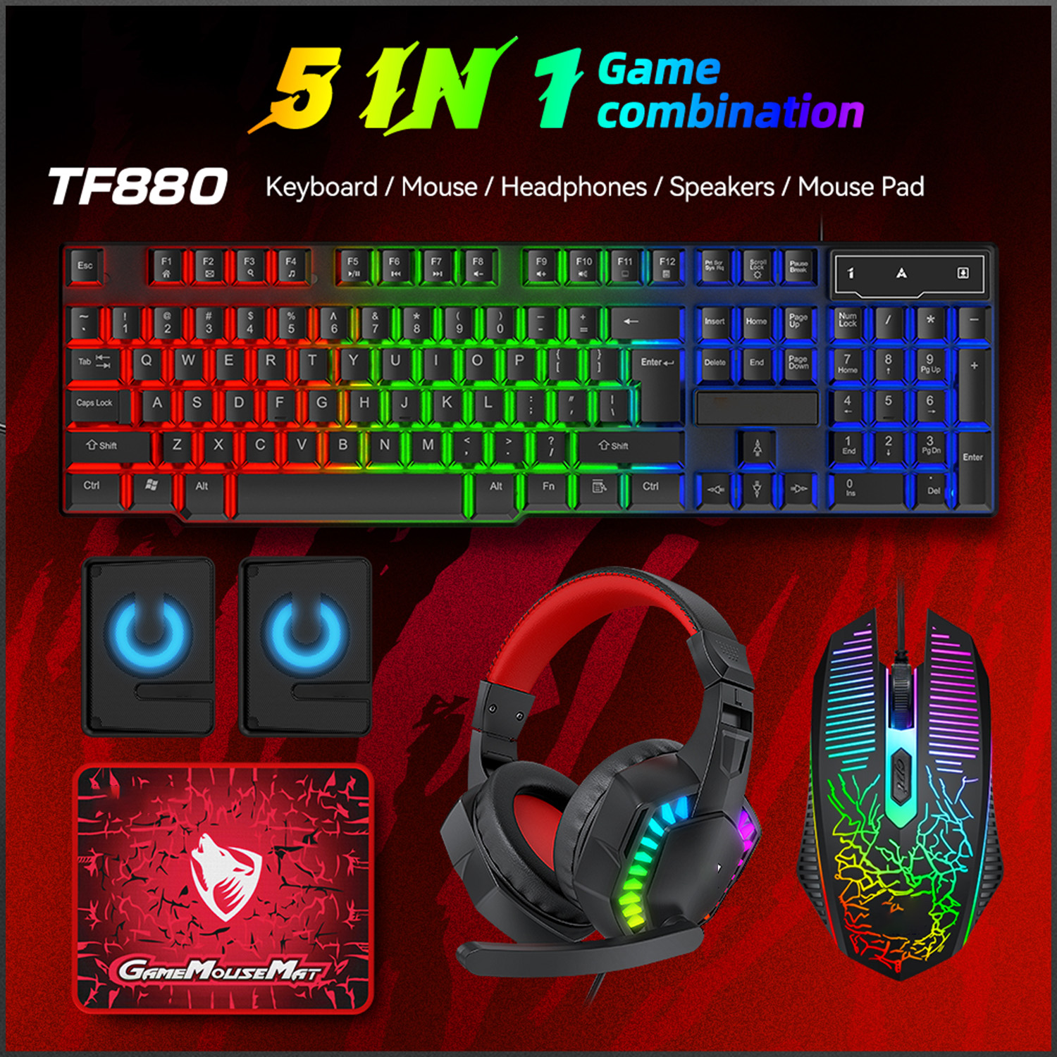 5-in-1 Set Gaming Combo Keyboa - مراجعة Gaming Keyboard Mouse Set وسعره