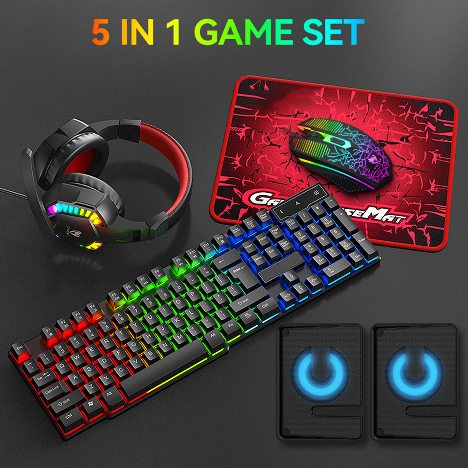 5-in-1 Set Gaming Combo Keyboa - مراجعة Gaming Keyboard Mouse Set وسعره